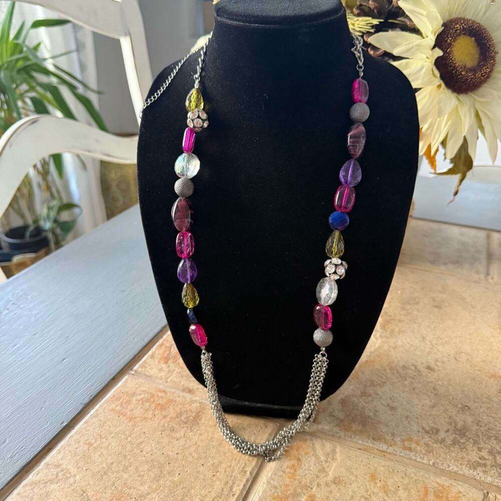 Lane Bryant Silver Tone Beaded Necklace - Picture 1 of 8